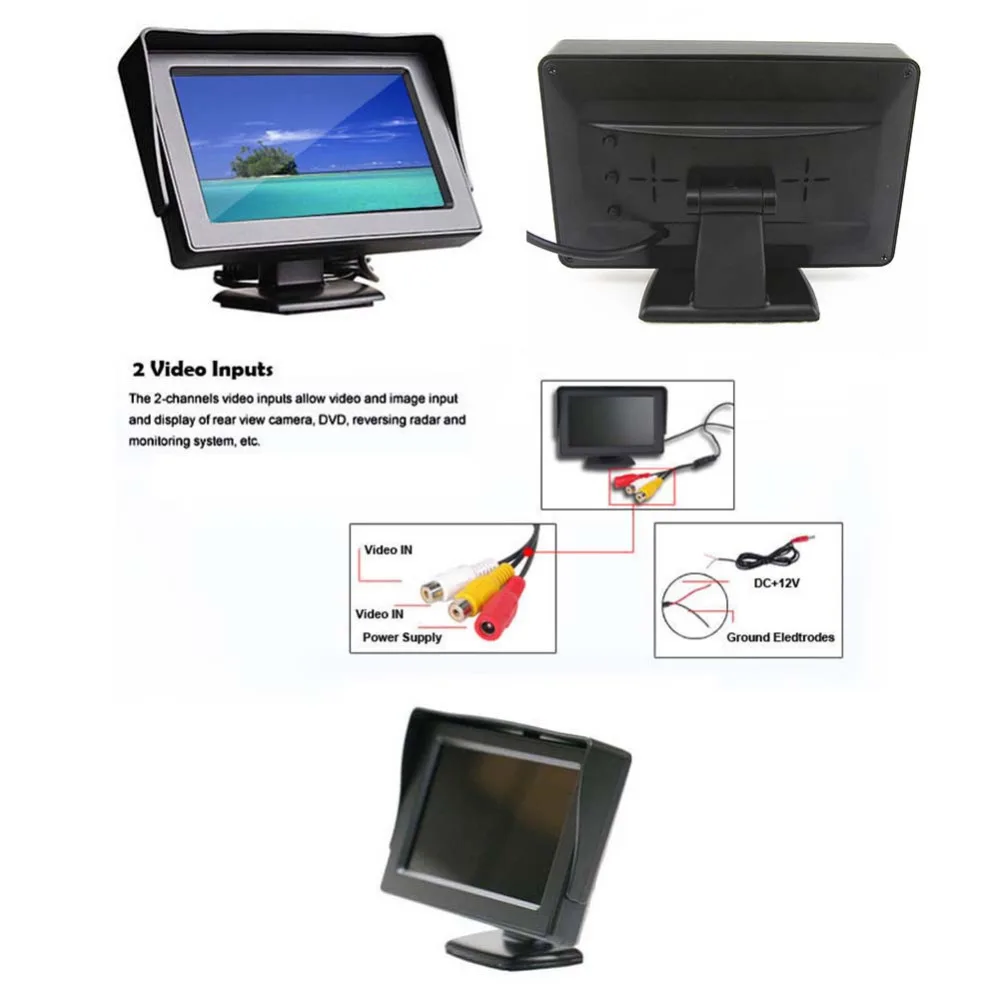 ENW 4,3 дюймов складной автомобильный монитор TFT lcd дисплей камера s камера заднего вида парковочная система для автомобиля заднего вида Мониторы безопасно