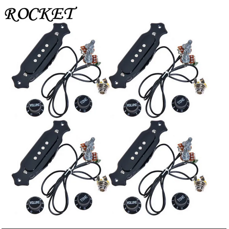 4sets Pre wired Cigar Box Guitar Pickup with Volume & Tone for Acoustic