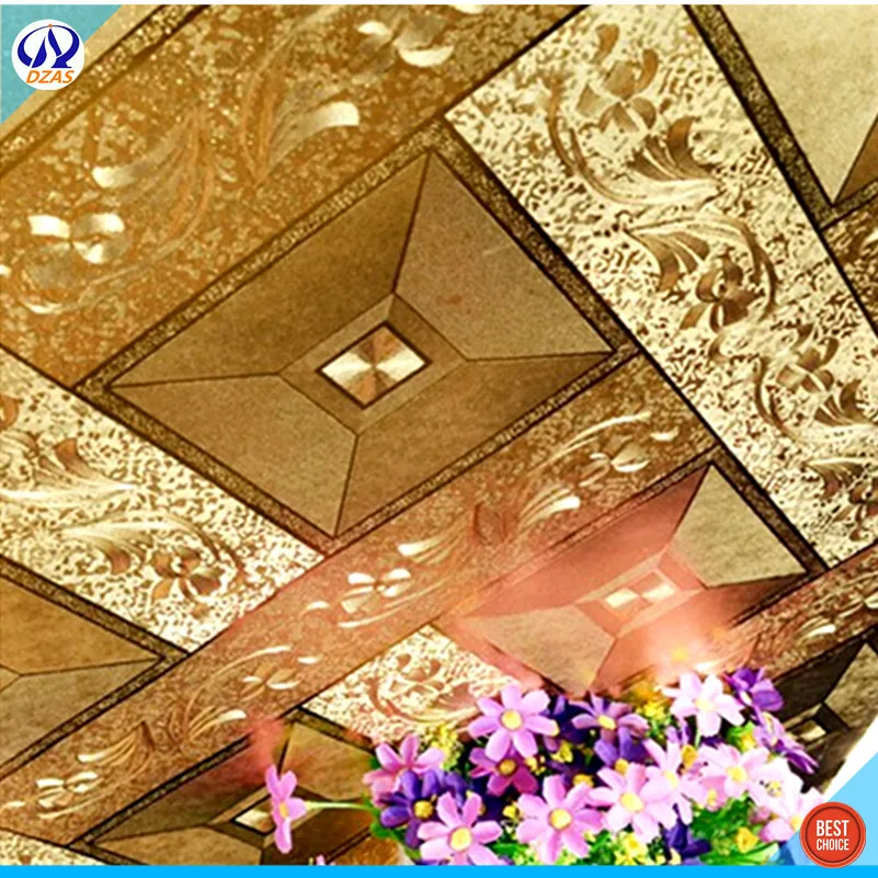 

flower reflective atmosphere livingroom Gold foil wallpaper ceiling ktv box gold DZAS-CJ wallpaper