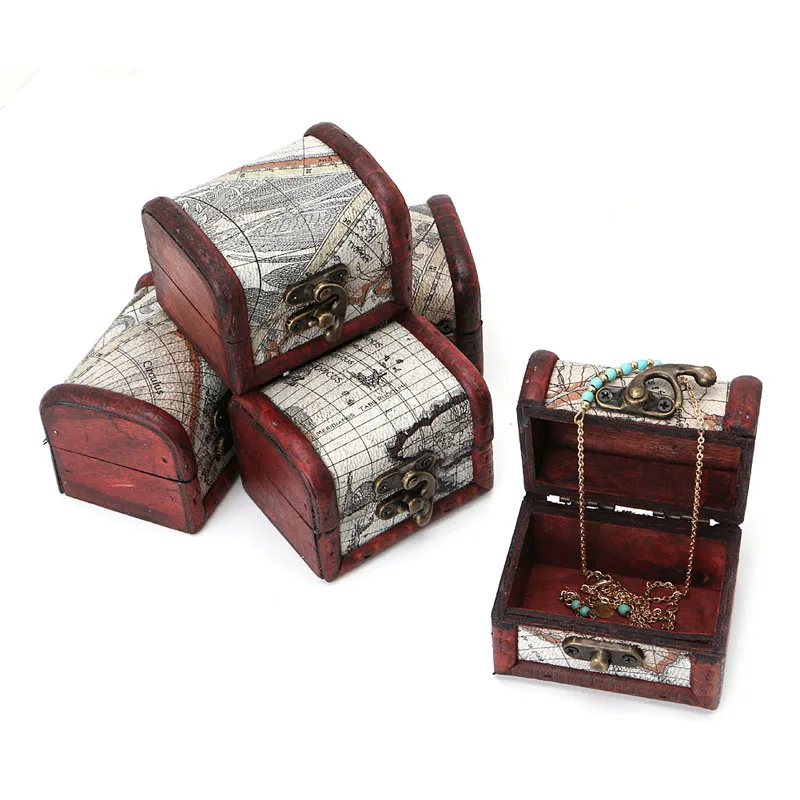 Высокое качество деревянный пиратский карта коробка для хранения ювелирных изделий Чехол Держатель Винтаж сундук MAY-24B