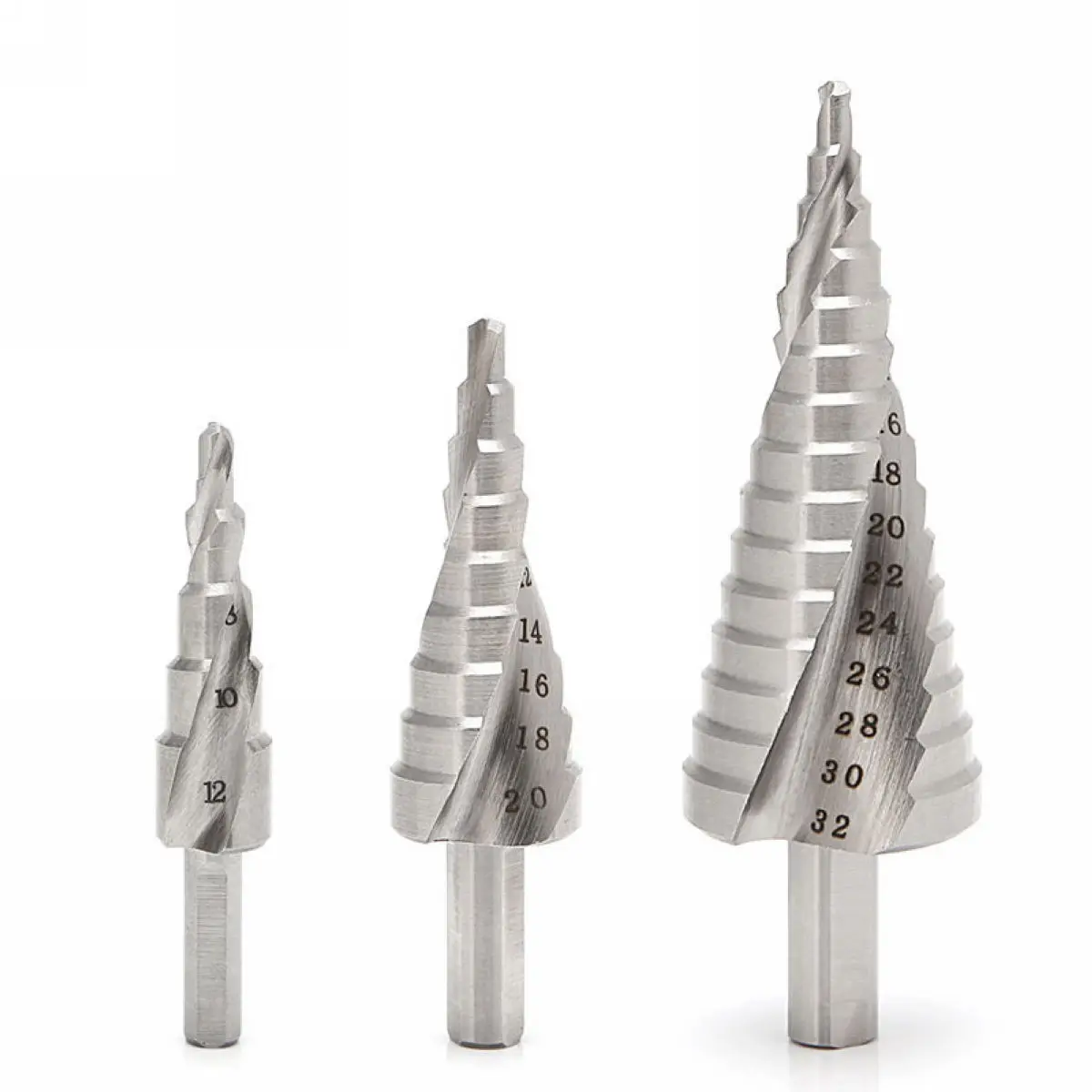 DWZ 3Pcs HSS 4241 Hole Cutter Spiral Flute Step Drill Bit Set Core Cone Step Drill