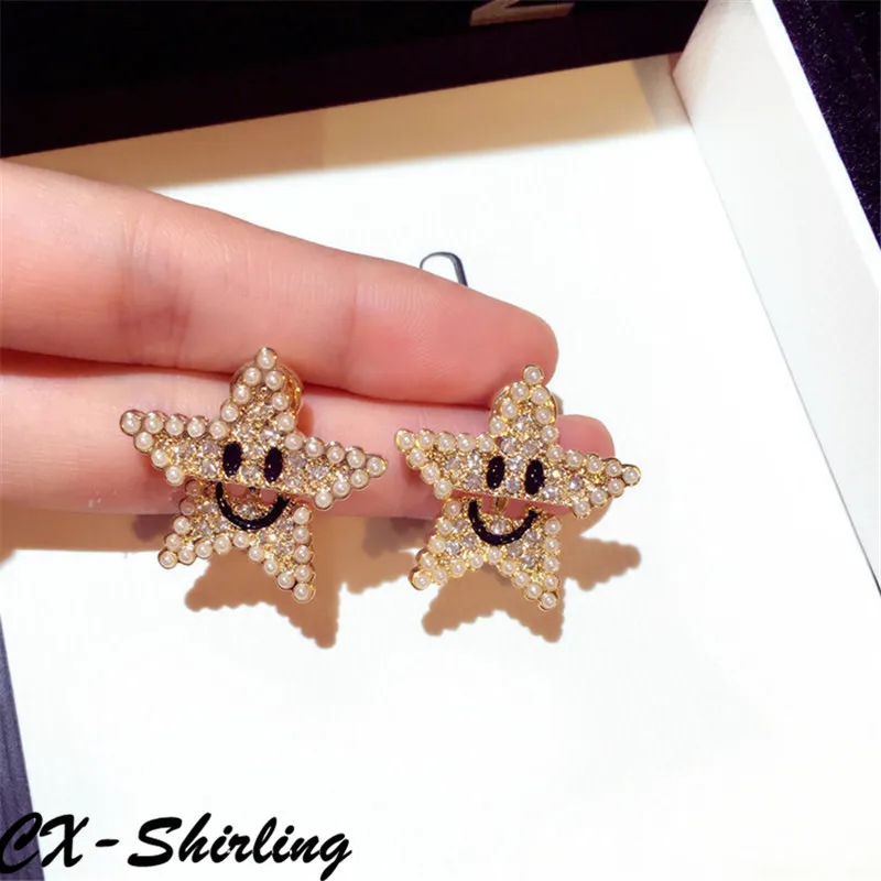 CX Shirling антиаллергенные серьги гвоздики женские жемчужный кристалл в форме