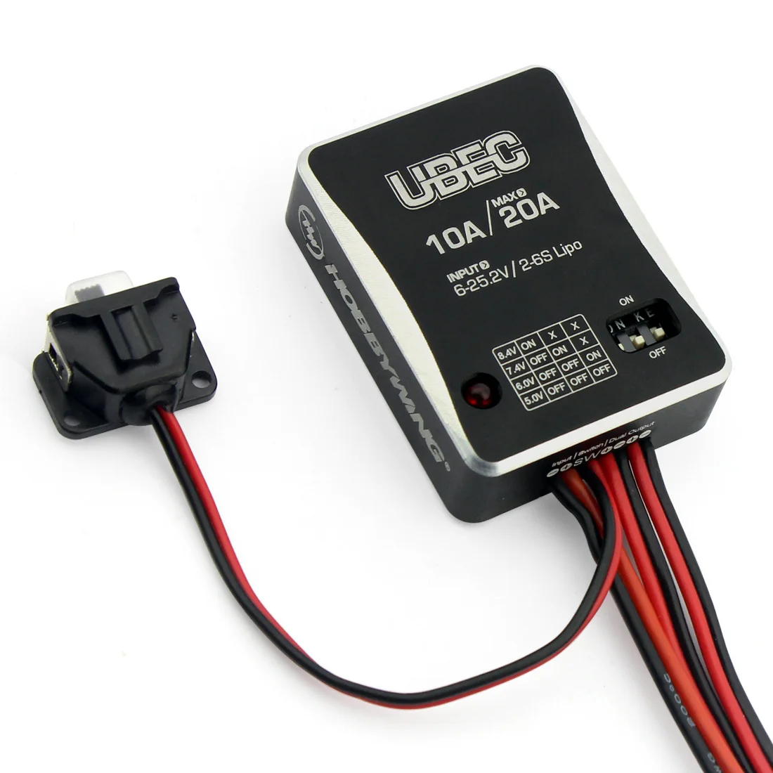 

Hobbywing 10A 2-6S UBEC Module UBEC-10A External BEC Switching Board DC-DC Regulator voltage switches 5.0V/6.0V/7.4V/8.4V