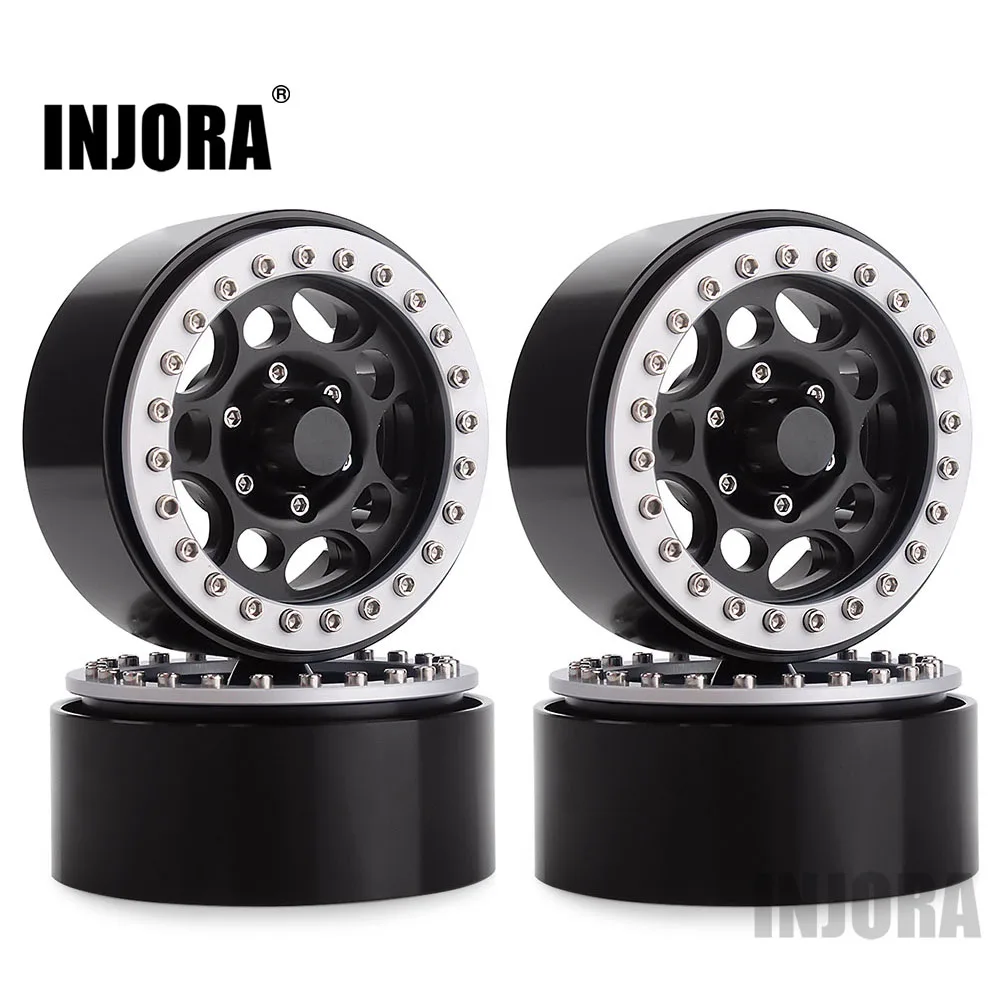 INJORA 4PCS Metal 1.9 Beadlock Wheel Rim Hub for 1:10 RC Crawler Axial SCX10 SCX10 II 90046 D90 D110 MST - Цвет: 04SB