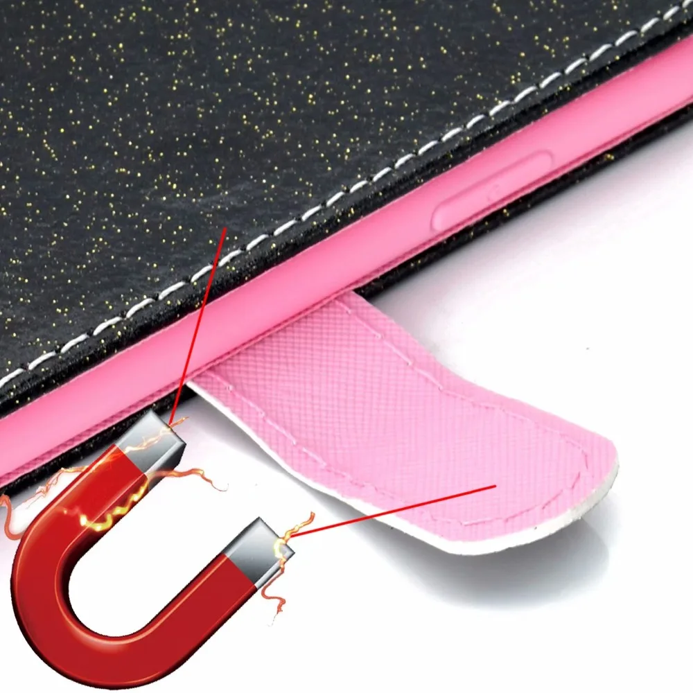 Флип-кошелек кожаный розовый золотой чехол для телефона для iPhone X XS Max XR роскошный флэш-порошок чехол для iPhone 6 7 8 Plus отделение для карт сумка