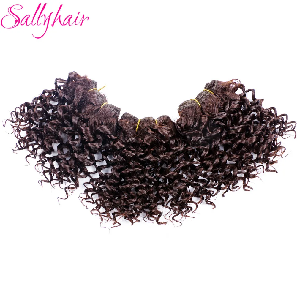 Sallyhair Ombre Color Afro Kinky Curly Crochet Hair Weave Mixed Black Burgundy Synthetic Hair Extensions 3pclot Hair Weavings  (13)
