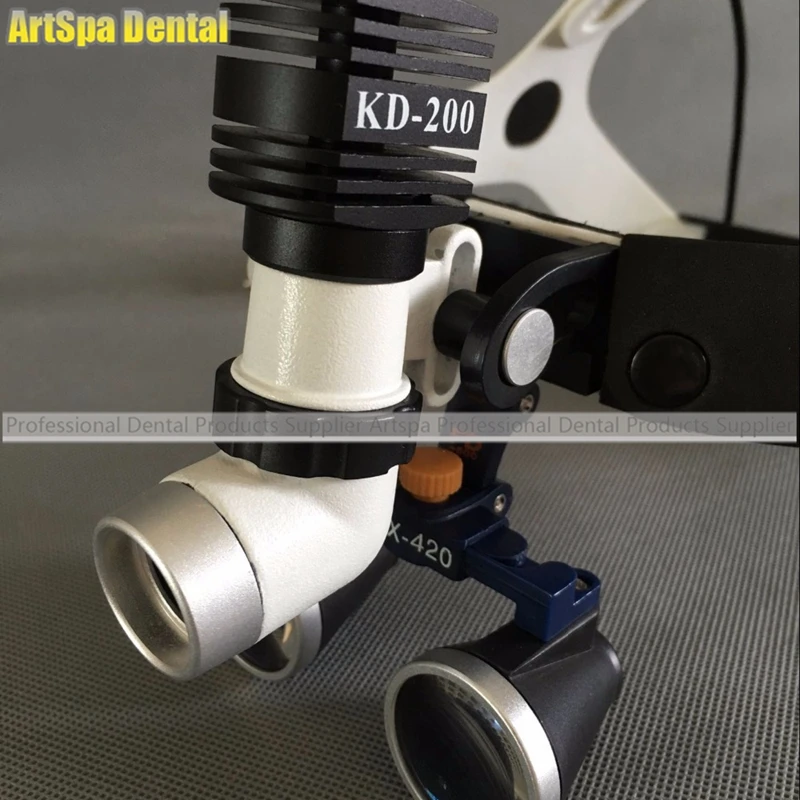  3.5X 420mm Portable Dental Binocular Loupes + One-way Moveable LED surgical Headlight