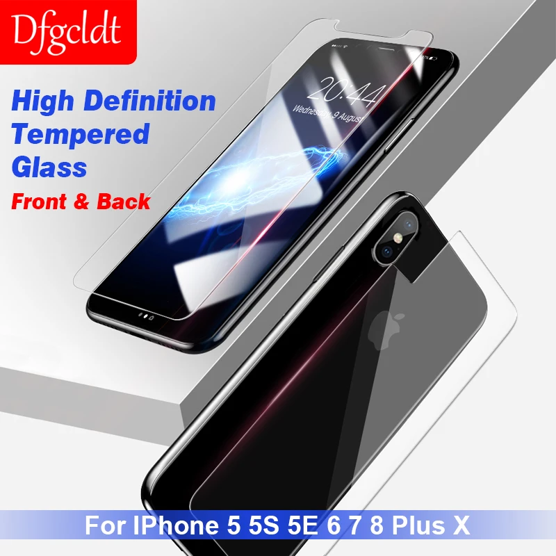 Beste 9 H Voor Terug Gehard Glas voor Apple iPhone X 10 6 s 7 8 Plus Screen Protector Cover voor iPhone 5 5 s SE Beschermende Glas Film
