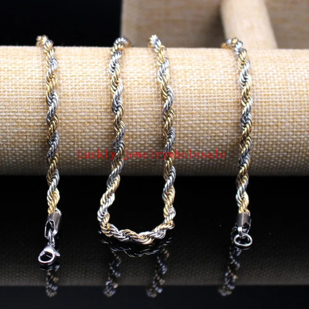 24 inch 5mm/ 6mm Gold Stainless Steel 