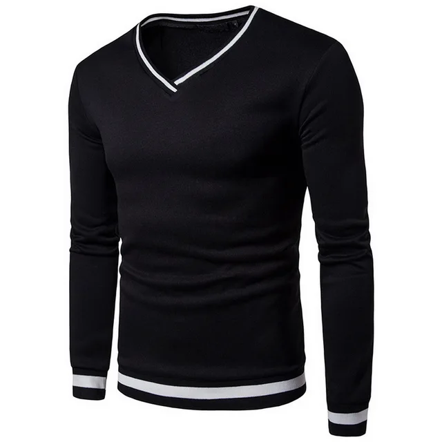 Laamei Men's V neck Sweatshirts Long sleeved Sweatshirt Hoodies Solid ...