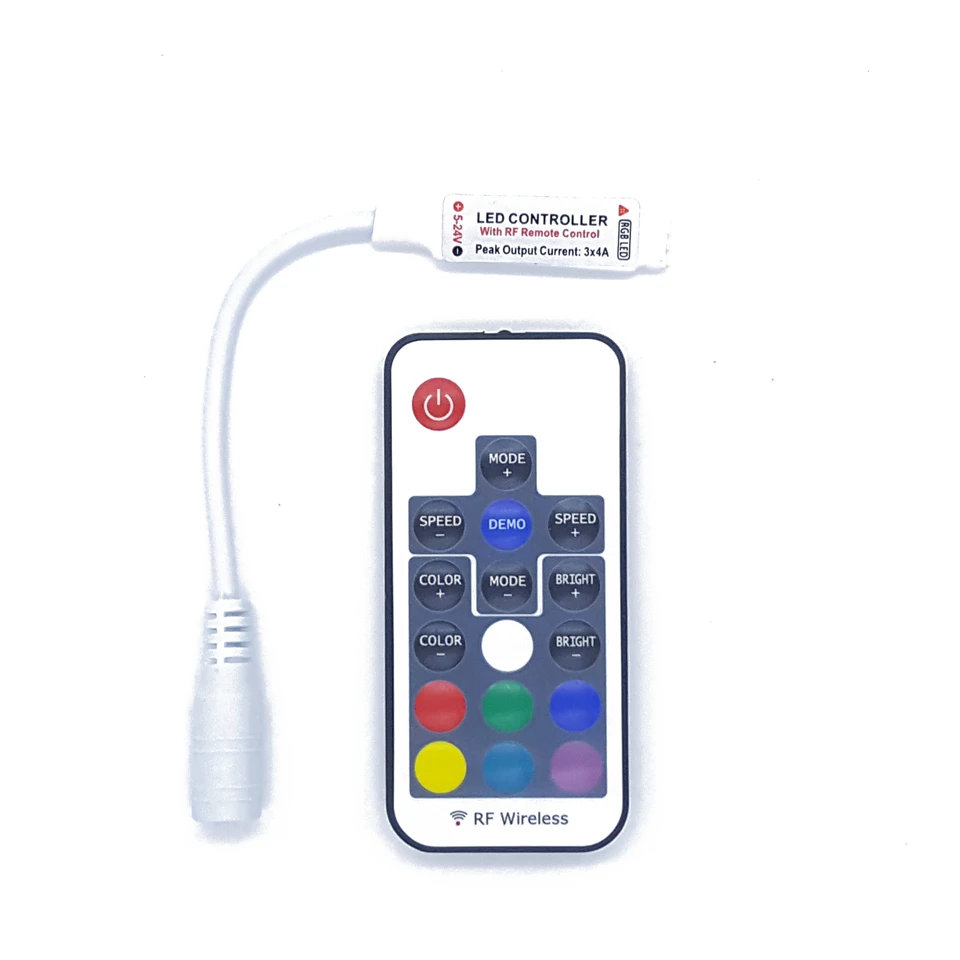 DC 5 V-24 V 12A RGB LED контроллер с 17-key 17key RF беспроводной пульт дистанционного управления