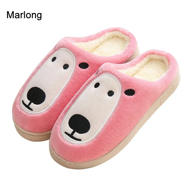marlong women shoes winter warm indoor slipper cartoon cute dog