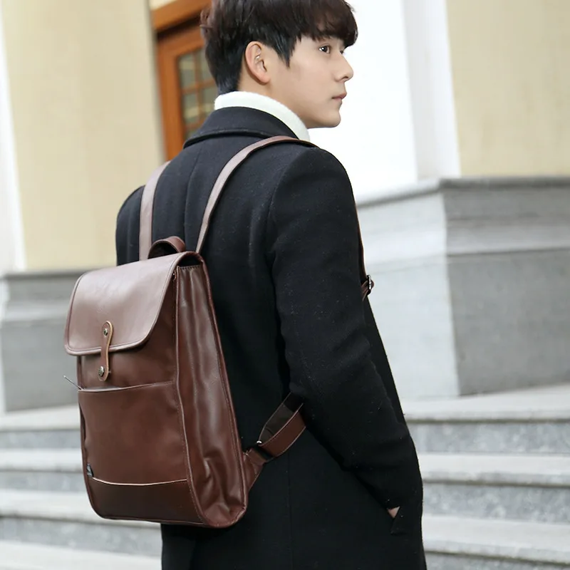 Three-box Leather Men Backpack Fashion Large Capacity Travel Bags High Quality Rucksacks Business Man's Laptop Bags Mochila