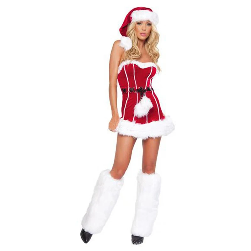 Хэллоуин красное рождественское сексуальное платье униформа искушение Новая Рождественская ночь Карнавал косплей ролевые игры - Цвет: Красный