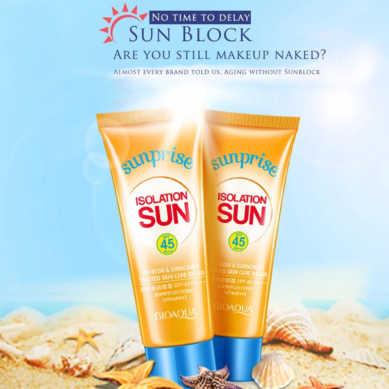 Murah 1 Pcs UV Tabir Surya Tubuh Tabir Surya Concealer Whitening Cream SPF 45 Wajah Tabir Surya Krim Sun Lotion Tanning Oil Isolasi TSLM1
