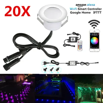 

20PCS/lot Chrome 47mm WIFI Controller Dimmer Timer 12V RGB Changeable Waterproof Terrace LED Deck Rail Stair Soffit Step Lights
