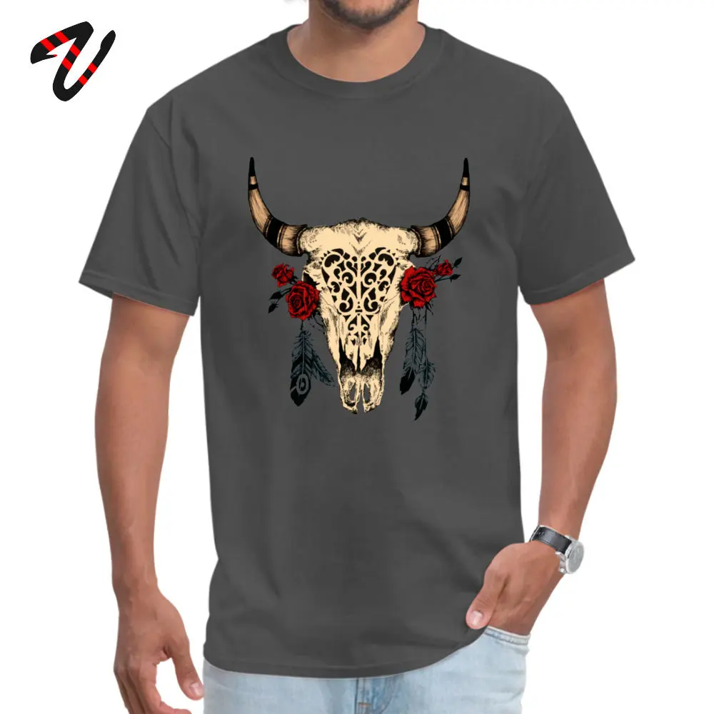 Bull Skull T Shirt Prevalent Crewneck Casual Short Sleeve 100% Cotton Men T-shirts Unique Tops Tees Top Quality Bull Skull 8326 carbon