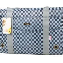 Синяя клетчатая сумка-переноска для собак переноска для кошек Портативная сумка с мягкой стороной Сумка-тоут с флисовыми подушечками для маленьких домашних животных