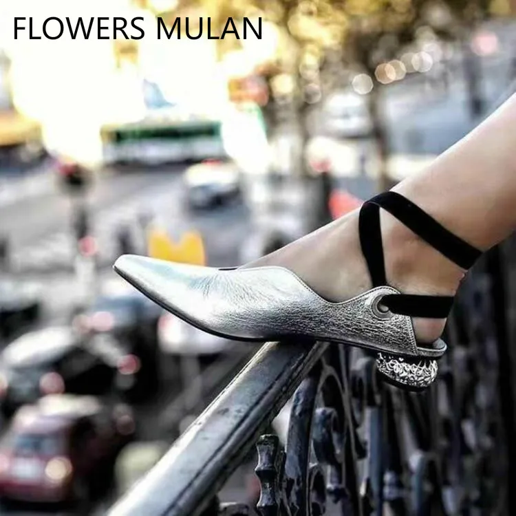 

Luxury Silk Leather Girl Ballet Flats Chic Pointed Toe V Open Ankle Strap Summer Women Sandals New Designer 2019 Strange Heels