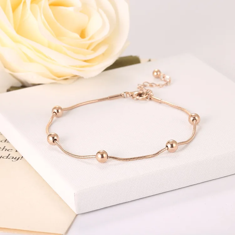 

New Listing Fashion 5pcs Balls Anklets Bracelets For Women Titanium Steel Rose Gold Bohemia Beach Anklet Jewelry Cheville BXSJ06