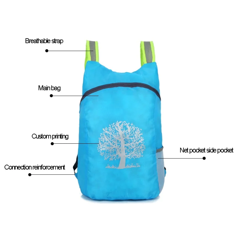السفر المشي لمسافات طويلة حقيبة محمولة للماء للطي كيس التسلق دائم في الهواء الطلق Packable خفيفة الوزن Daypack حقيبة