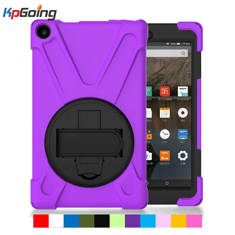 

Rubber Shockproof Hybrid Hard Case Cover Stand Holder For Amazon Fire HD 8 8inch (6th Gen,2016) Kickstand Case Cover Fundas
