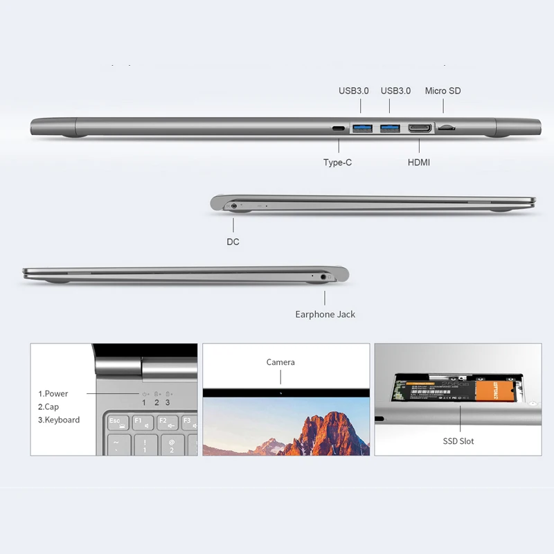 Ноутбук Teclast F15 15,6 дюймов 1920x1080 ОС Windows 10 Intel N4100 четырехъядерный 8 ГБ ОЗУ 256 ГБ SSD HDMI ноутбук 6000 мАч