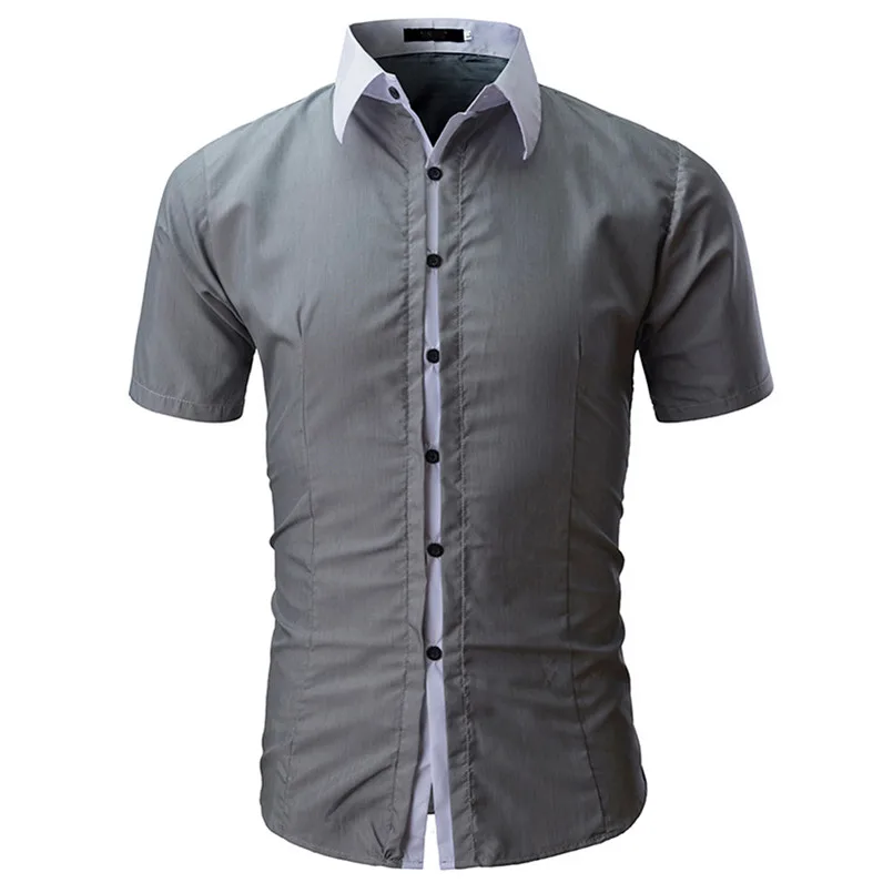 Shirt Fashion Solid Color Male Casual Short Sleeve Shirt Tops Blouse Camisa Feminina Blusa Mujer 40mi28