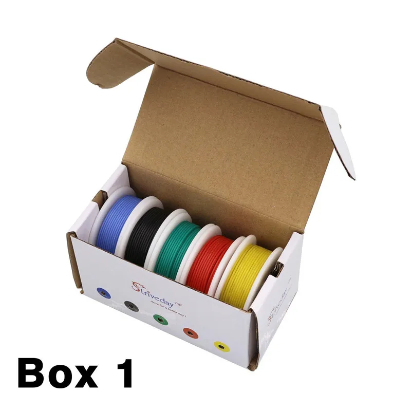  50m/box 164ft 26AWG Flexible Stranded Silicone Wire Cable 5 color Mix box 1/box 2 package Electrica