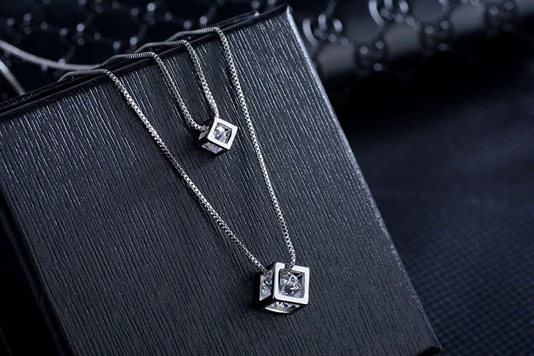 XIYANIKE 925 пробы Серебряное квадратное ожерелье из циркона для женщин, двухслойные подвески и ожерелья, подарок
