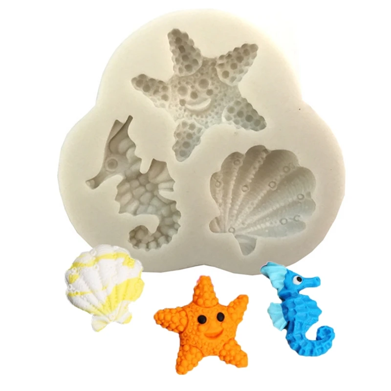 

Marine class Sea horse shell shape 3D Craft Relief Chocolate confectionery Silicone Mold Fondant Cake Kitchen Decorating