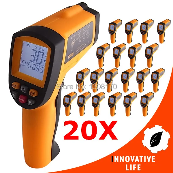 

20 x pieces 12:1 Pyrometer 0.10~0.99 EM Infrared IR Laser Thermometer Temperature Tester -50~700 Celsius/Fahrenheit