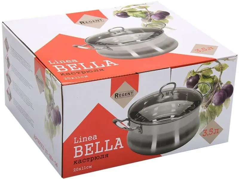 Кастрюля REGENT INOX, BELLA, 3,5 л