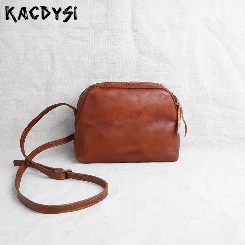 

Genuine Cow Leather Designer Handmade Small Square Bag Literary Girl Single Shoulder Bag Vintage Mini Latest Women Messenger Bag
