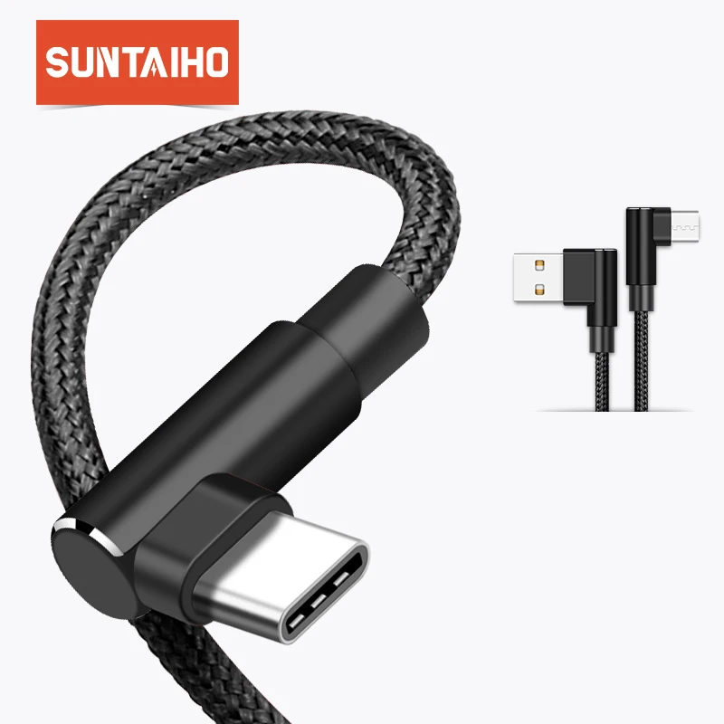 Кабель USB типа C Suntaiho 90 градусов для Samsung Galaxy S9 S8 Plus Note 8 зарядное устройство кабель
