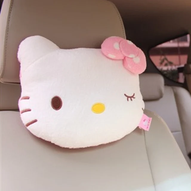 Hello Kitty 2PCS Accessories Car Headrest Pillow Cute KT Pink Auto