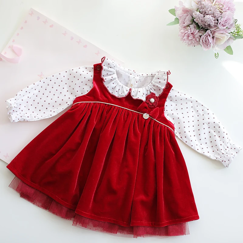 

baby dress with long sleeved shirt two piece set Newborn princess