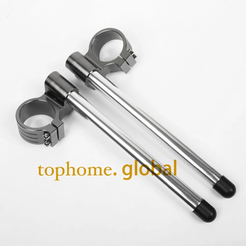 

Motorcycle Universal Racing CNC higher Raised 50mm Clip on Ons clipon Fork Handle Bars handlebars Titanium&Silver Color One pair