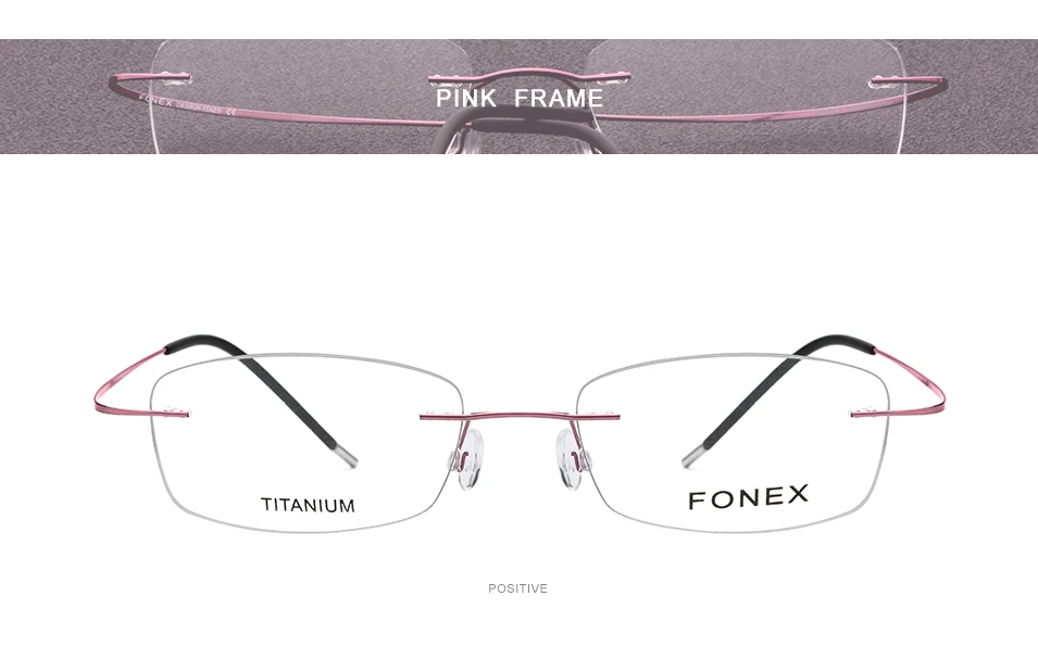 FONEX, очки без оправы, женские, титановый сплав, ультралегкие, по рецепту, квадратные оправы для очков, женские, близорукость, оптическая оправа, очки