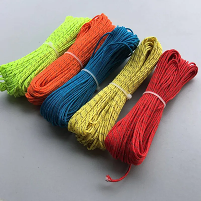 

20 meters multi-functional highlight reflective tents wind rope night high-strength windproof tent rope travel 2mm rope