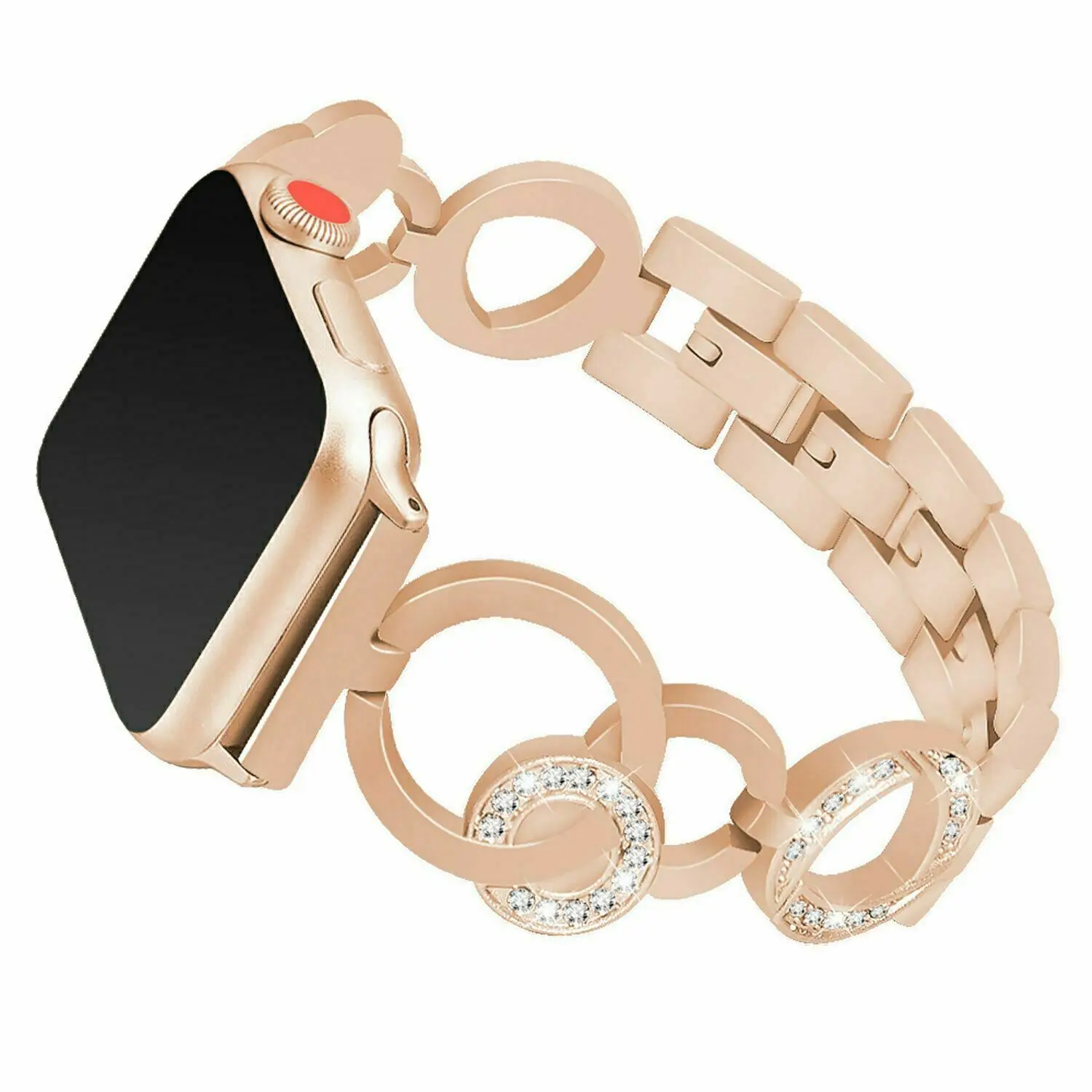 Для женщин часы с бриллиантовым браслетом Band для Apple Watch, 38, 42 мм, 40/44 мм Нержавеющая сталь ремешок для наручных часов iWatch серии 4, версия 1, 2, 3, ремешок на запястье