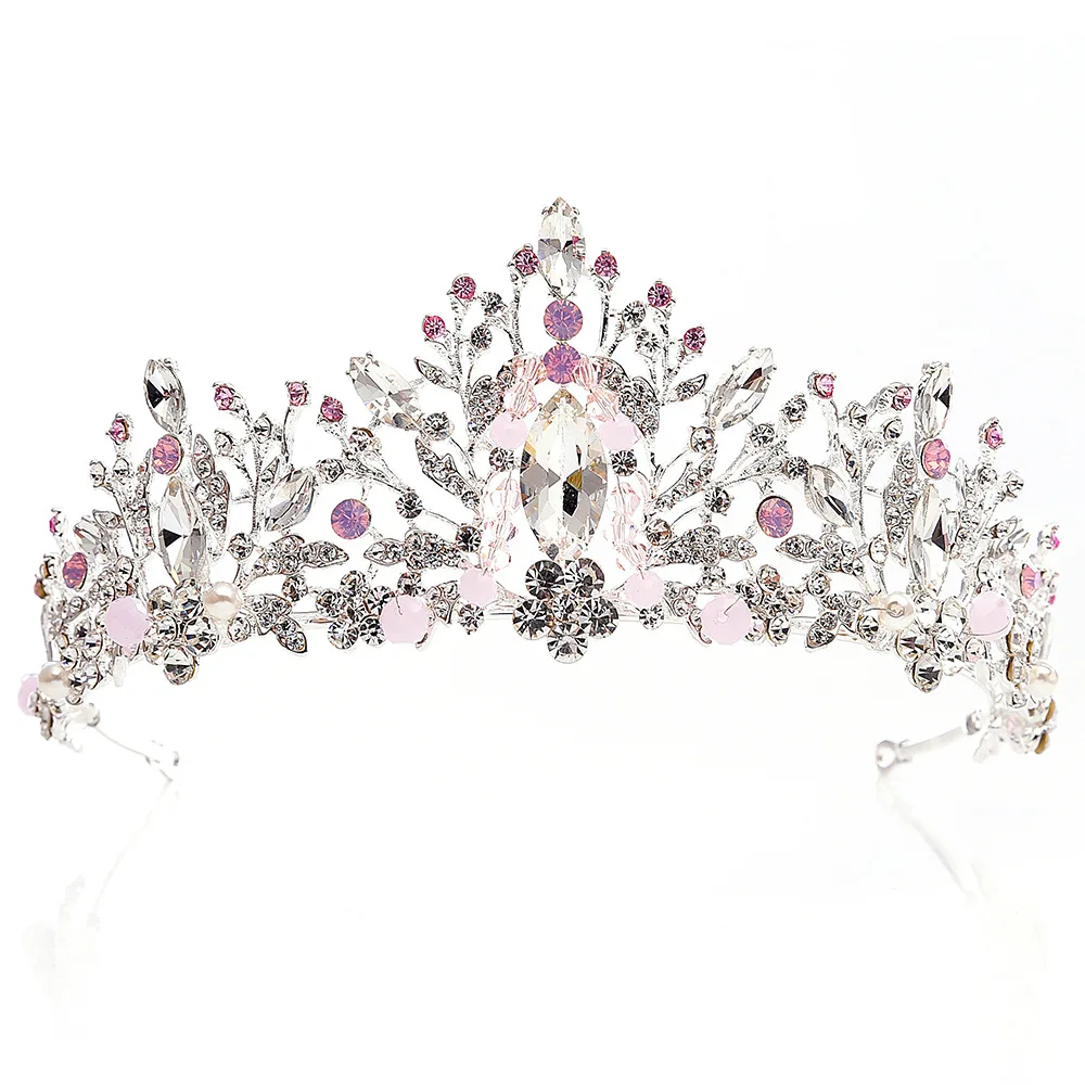 DIEZI Свадебная розовая Корона Принцесса Кристалл Свадебная Корона-Тиара Стразы Диадемы женские ободки большой драгоценный камень аксессуары для волос