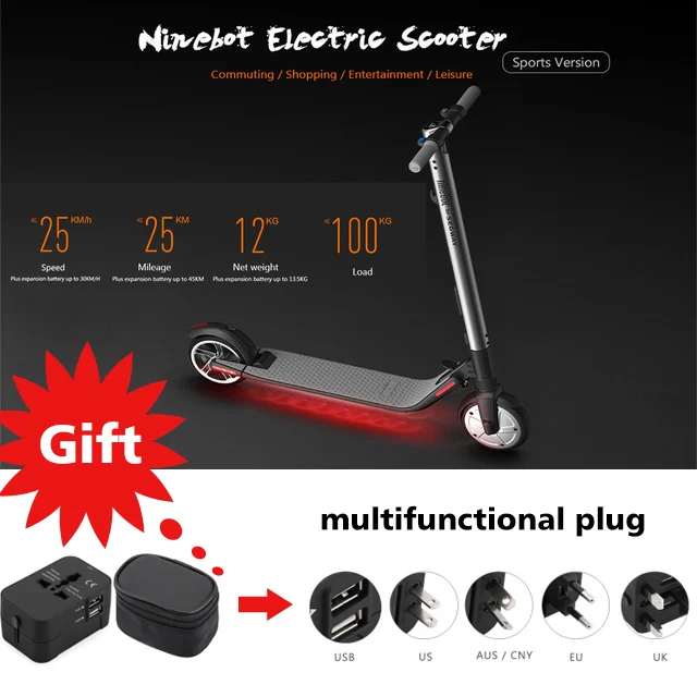 

Ninebot ES2 Electric Scooter Folding Skateboad longboard Motor with Universal Plug 5.2Ah Battery 2 Wheel 110 - 240V 700W
