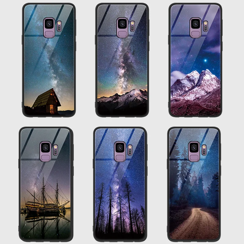 

Scenery phone shell For Samsung Galaxy S8 S9 Plus Note8 Note9 Soft Tempered glass Cover TPU Fundas Coque Luxury accessories Case