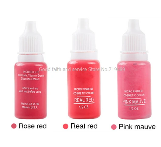 

3 PCS/Lot Fashion Permanent Lip Makeup Pigment 1/2OZ touch tattoo ink for lips Micro Pigment Cosmetic Color Tattoo Supplies