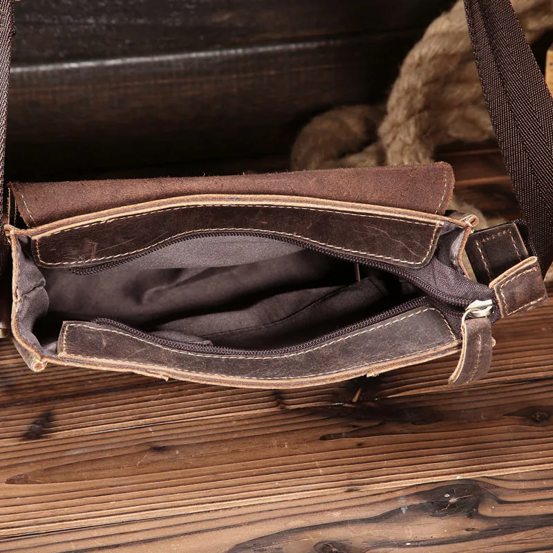 Bolsos de hombre loco caballo genuino de cuero Vintage bolsos cruzados para hombre iPad Messenger bolsa de los hombres de negocios bolso hombre - 4
