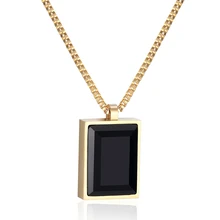 Highest Quality Luxury Brand Female Necklace Classic Exquisite Square Big Black Crystal Pendant Fine Jewelry Necklaces For Women