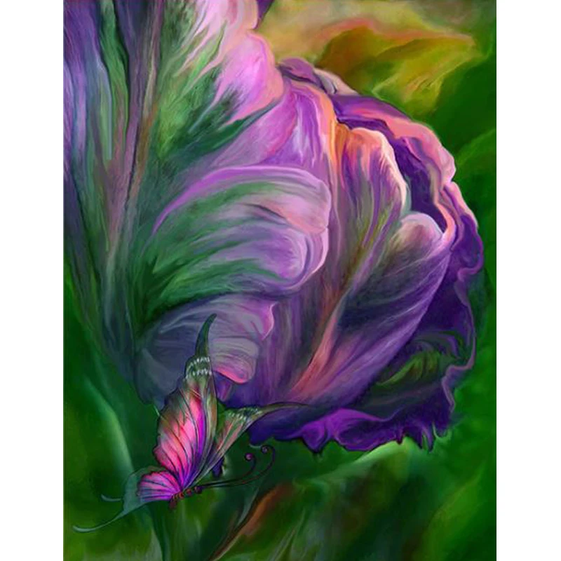 Cute Flower Purple 5d diy Diamond Painting Full Drill ...