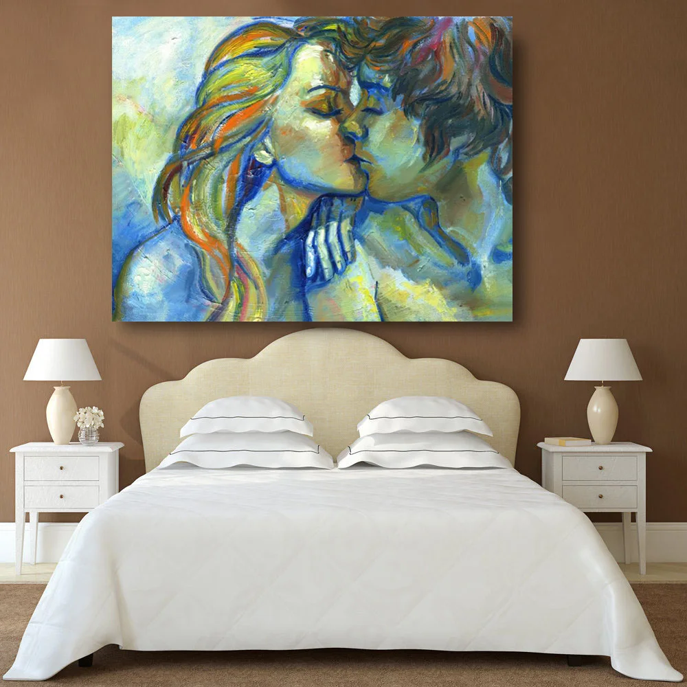 Вышитая парочка в любви сладкий поцелуй HD холст картины маслом для домашнего декора гостиной настенные художественные картины