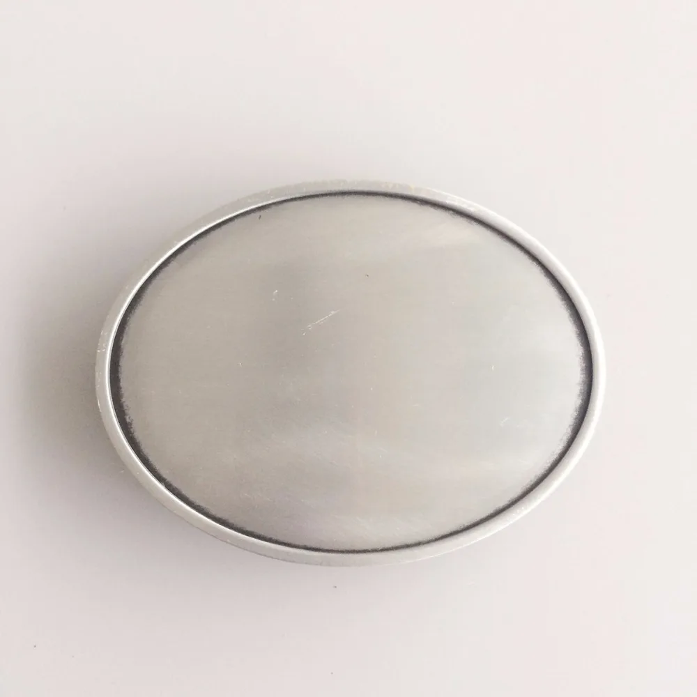 Distribute Belt Buckle Antique Brushed Silver Oval Blank Belt Buckle also Stock in US BUCKLE-BL012AS
